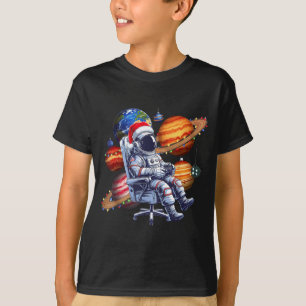 Funny Astronaut Christmas Space Lights Santa Hat P T-Shirt