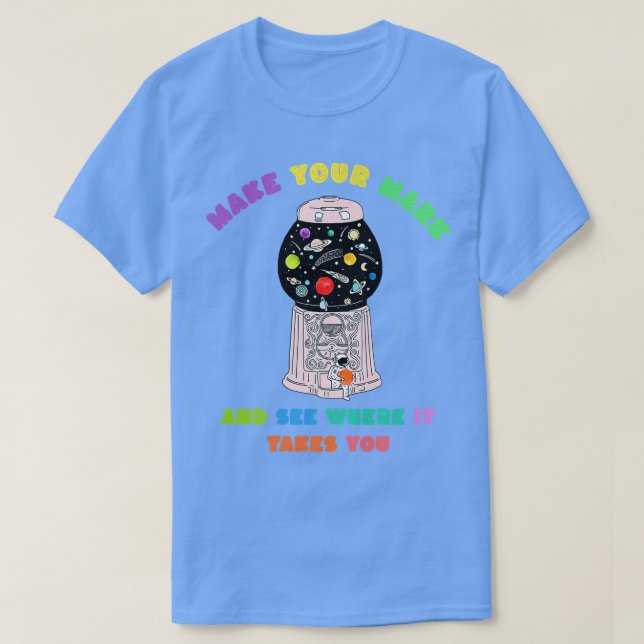 Funny Astronaut Dot Day Dot Planet in Gum ball Mac T-Shirt (Design Front)
