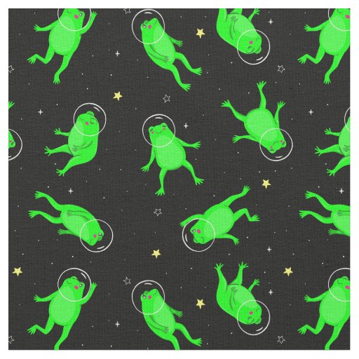 funny astronaut frogs space black  fabric