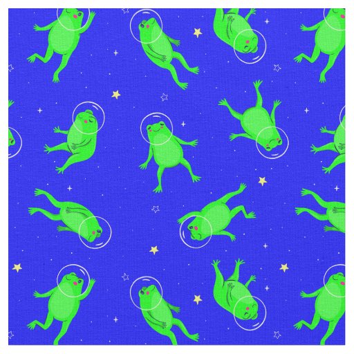 funny astronaut frogs space blue fabric