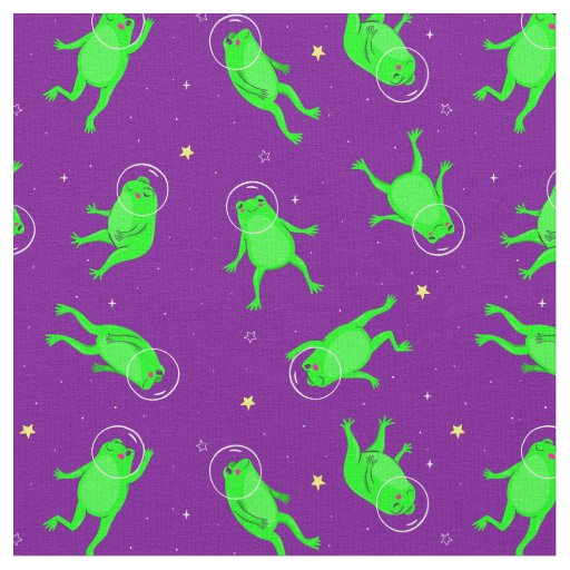 funny astronaut frogs space purple fabric