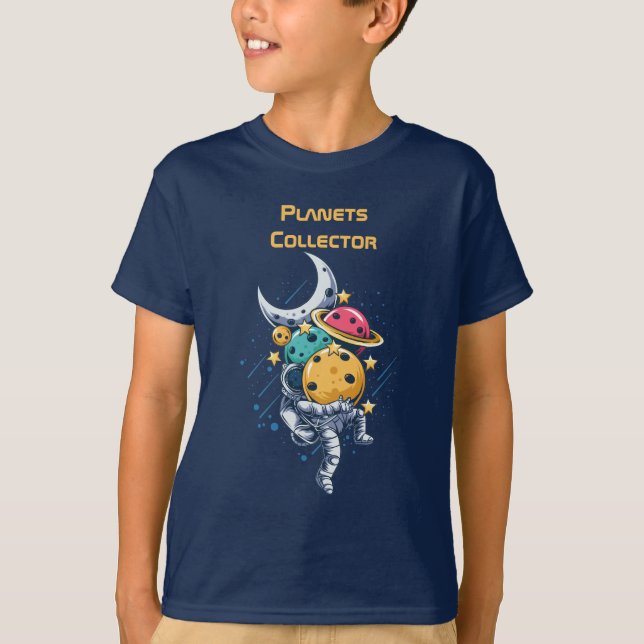 Funny Astronaut hold planets T-Shirt (Front)