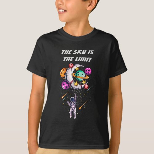 Funny Astronaut Holding a Balloon of Planets T_Shirt