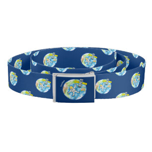 Funny astronaut in space and earth cartoon  belt