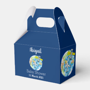 Funny astronaut in space and earth cartoon favor boxes