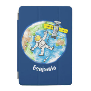 Funny astronaut in space and earth cartoon iPad mini cover