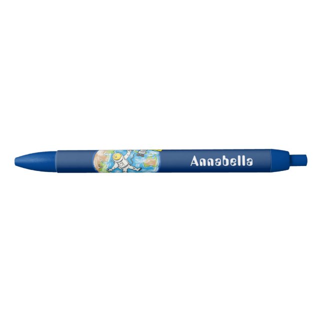 Funny astronaut in space and earth cartoon pen (Front)