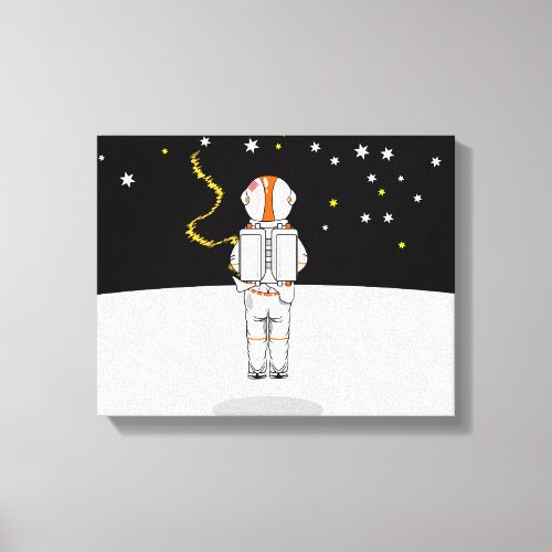 Funny astronaut on the moon canvas print