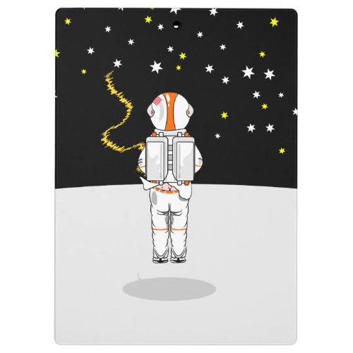 Funny astronaut on the moon clipboard