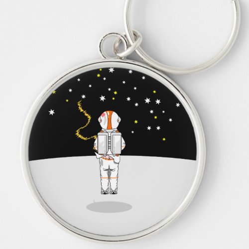 Funny astronaut on the moon keychain