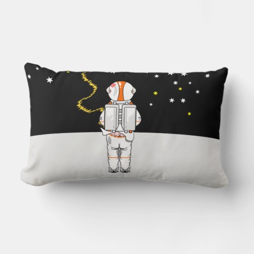 Funny astronaut on the moon lumbar pillow