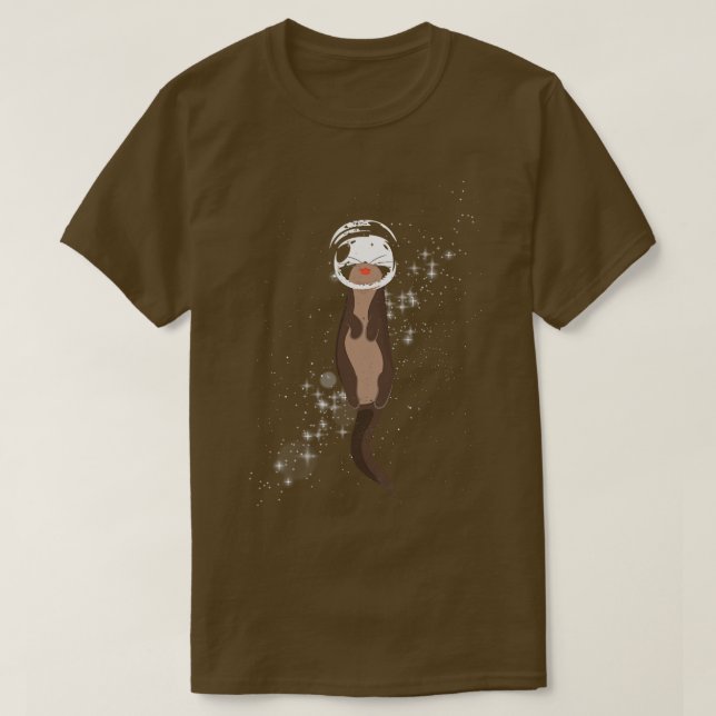 Funny Astronaut Otter T-Shirt (Design Front)