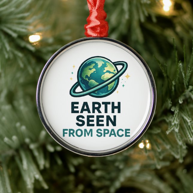 Funny Astronaut Planets Metal Ornament (Tree)