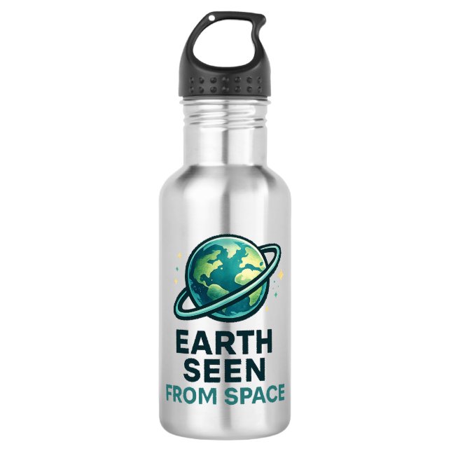 Funny Astronaut Planets Stainless Steel Water Bottle (Front)