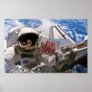 Funny Astronaut - Satellites For Sale Poster