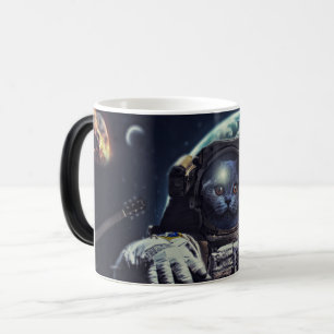Funny Astronaut Shorthair Cat in Space Color Morph Mug