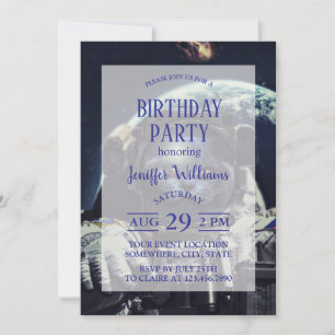 Funny Astronaut Shorthair Cat in Space Invitation