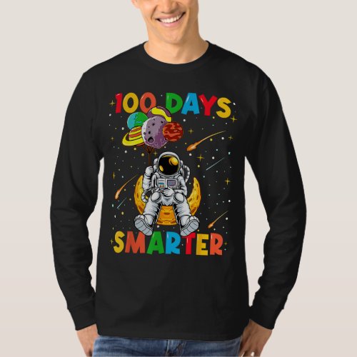 Funny Astronaut Space 100 Days Smarter 100th Day o T_Shirt