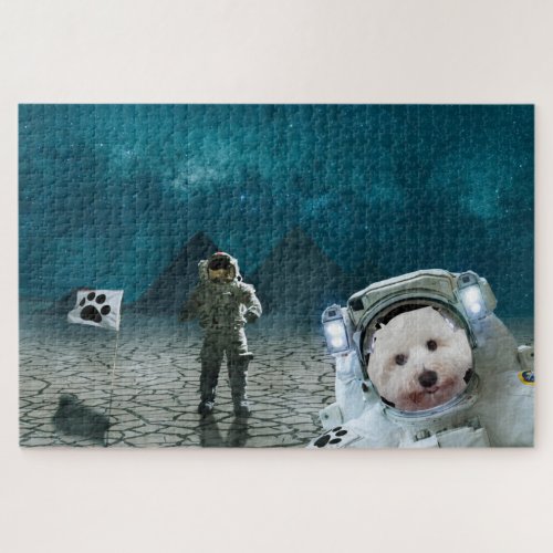 Funny Astronaut Space Maltese Dog Jigsaw Puzzle
