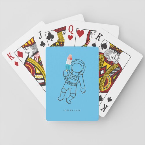 Funny Astronaut Space Rocket Popsicle Name _ Blue Playing Cards
