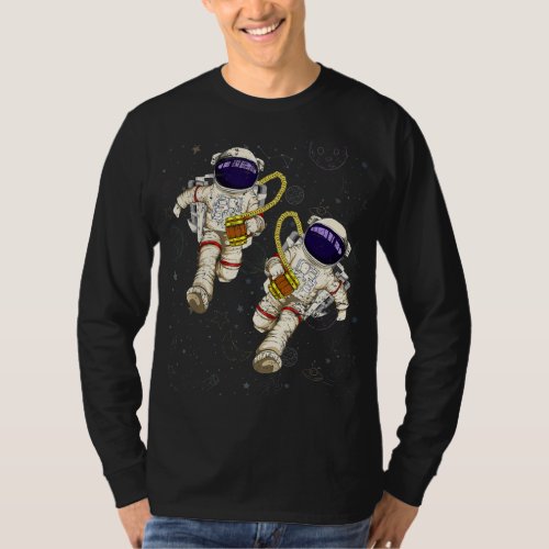 Funny Astronauts Beer Drinking Scientist Outer Spa T_Shirt