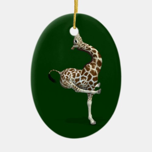 Funny Athletic Giraffe Ceramic Ornament