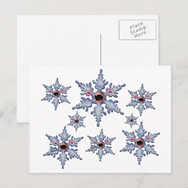 Funny Attack Zombies Snowflake Christmas Halloween Postcard (Front/Back)