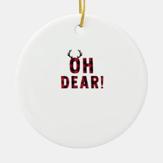 Funny Attitude Oh Dear Plaid Deer Creative Design Ceramic Ornament