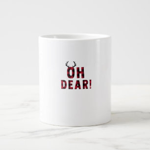 Funny Attitude Oh Dear Plaid Deer Creative Design Giant Coffee Mug