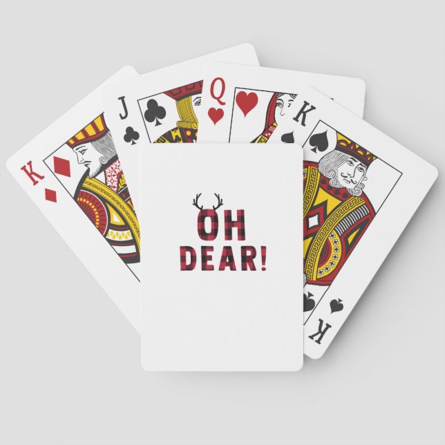 Funny Attitude Oh Dear Plaid Deer Creative Design  Poker Cards (Back)