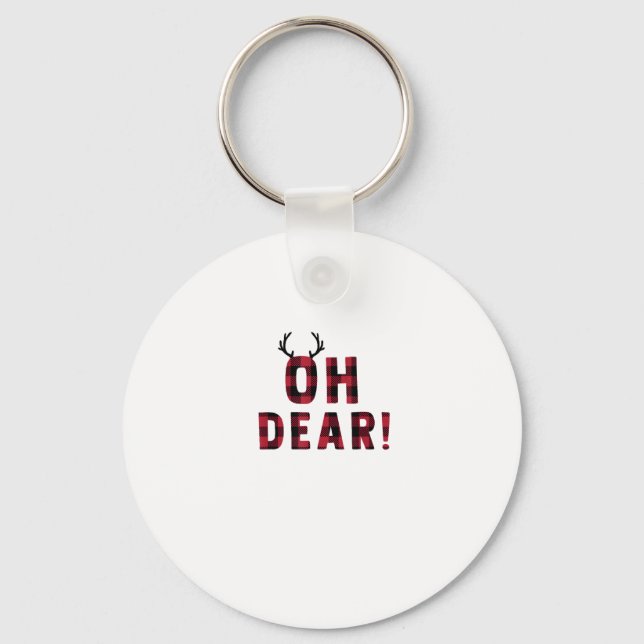 Funny Attitude Oh Dear Plaid Deer CreativeKeychain Keychain (Front)