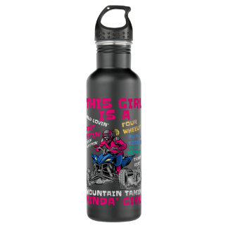 Funny ATV Quad Bike Riding Girl All-Terrain Four W Stainless Steel Water Bottle
