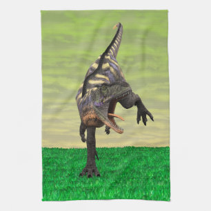 Funny Aucasaurus Roaring Prehistoric Dino Art Kitchen Towel
