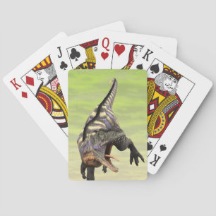 Funny Aucasaurus Roaring Prehistoric Dino Art Poker Cards