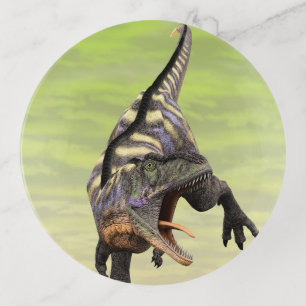 Funny Aucasaurus Roaring Prehistoric Dino Art Trinket Tray