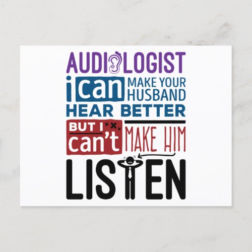 Funny Audiologist Can Help Husband Hear Better Postcard