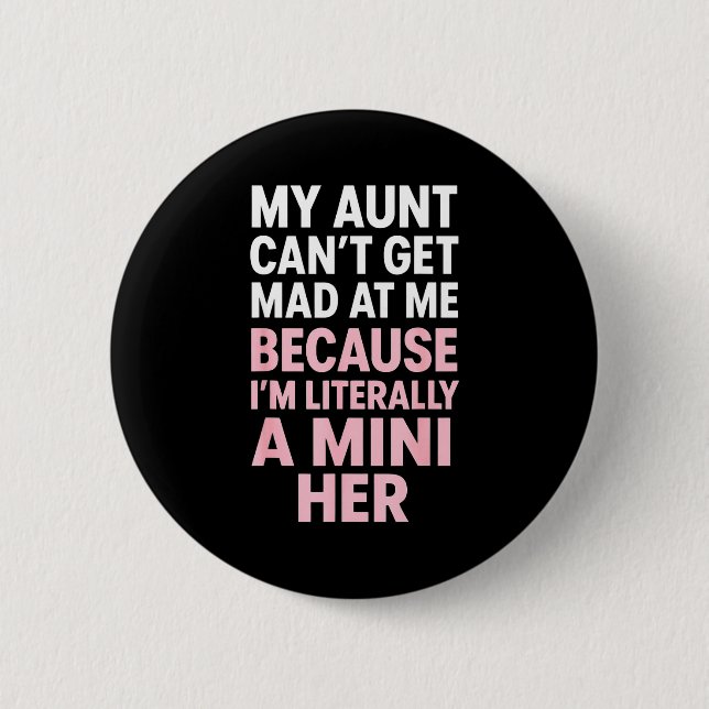 Funny Aunt Niece Mini Her Matching Family Quote  Button (Front)