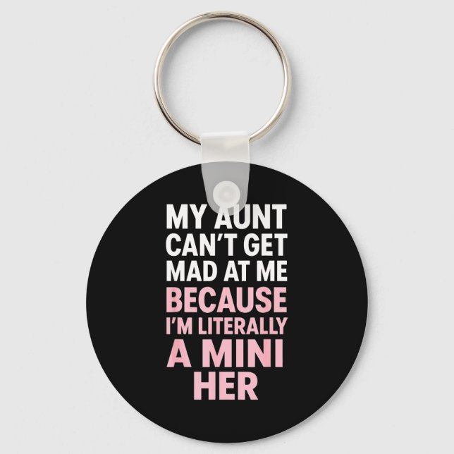 Funny Aunt Niece Mini Her Matching Family Quote  Keychain (Front)