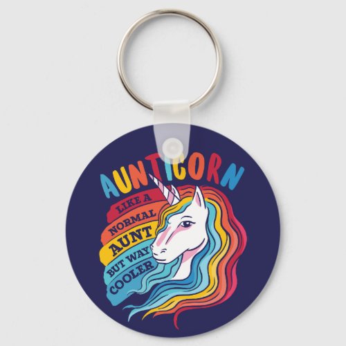 Funny Aunticorn Cute Unicorn Aunt Cool Auntie Keychain