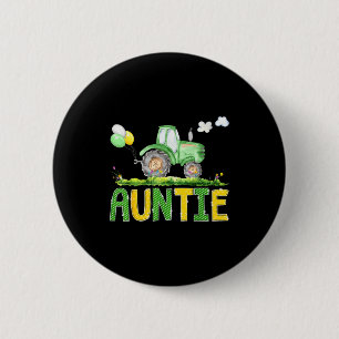 Funny Auntie Birthday Boy Tractor Farm Truck Match Button