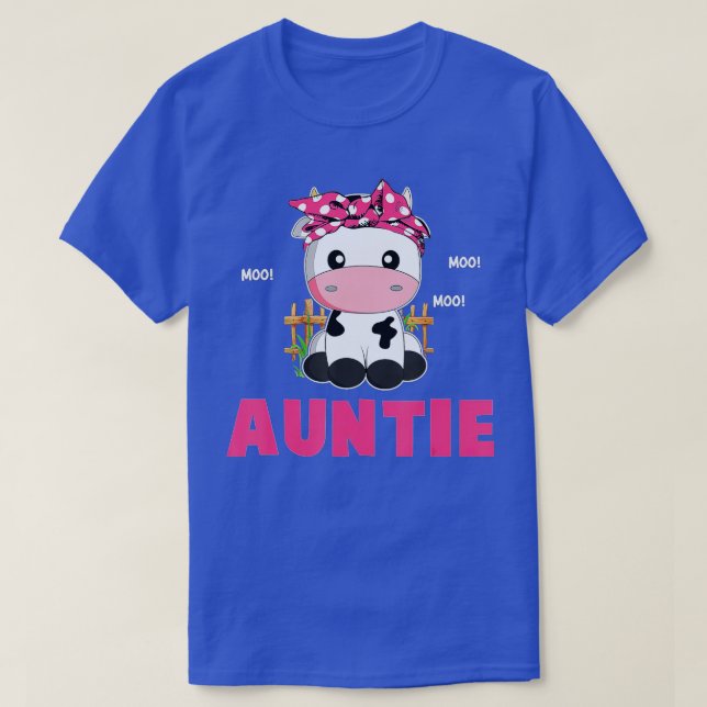 Funny Auntie Cow Cute Cow Farmer Birthday Matching T-Shirt (Design Front)