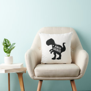 Funny Auntie Saurus with heart Trendy Birthday Throw Pillow