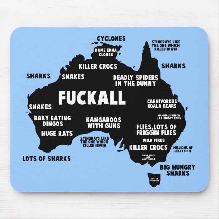 Funny Aussie map Mouse Pads