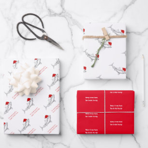 Funny Aussie Shark Xmas Card Wrapping Paper Sheets