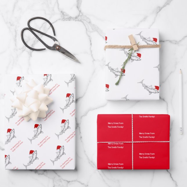 Funny Aussie Shark Xmas Card  Wrapping Paper Sheets (Front)