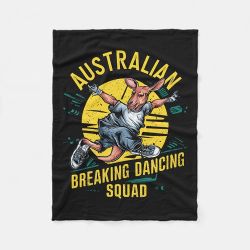 Funny Australian Break Dancing Squad Kangaroo  Fleece Blanket