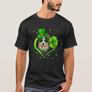 Funny Australian Cattle Dog Cute Heart Shamrock Pa T-Shirt