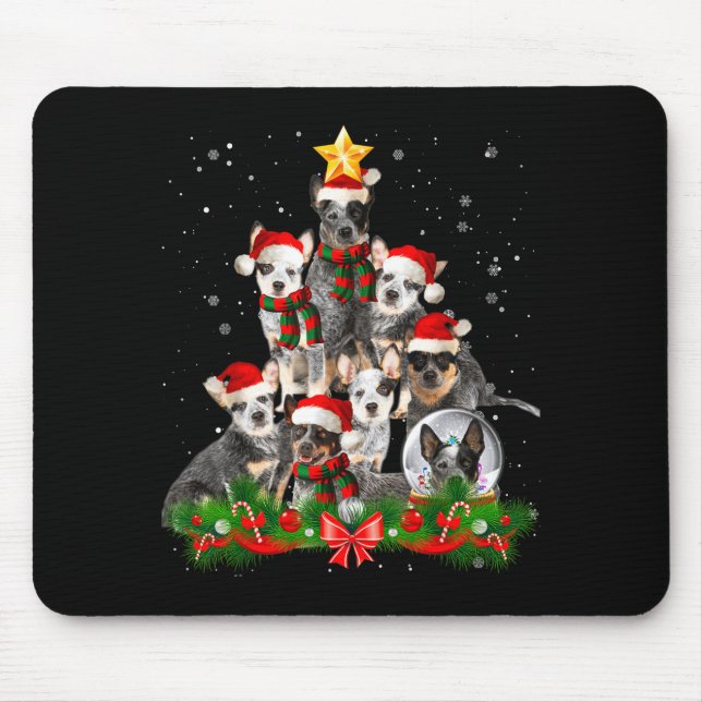 Funny Australian Cattle Dog Dog Christmas Tree - B Mouse Pad (Front)