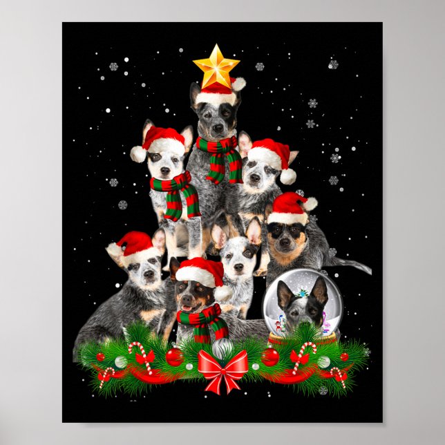 Funny Australian Cattle Dog Dog Christmas Tree - B Poster (Front)