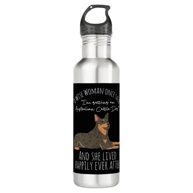 Funny Australian Cattle Dog Quote Stainless Steel Water Bottle (Front)